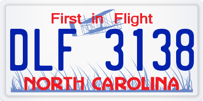 NC license plate DLF3138