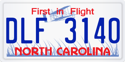 NC license plate DLF3140
