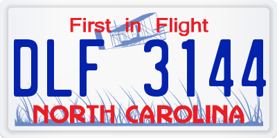 NC license plate DLF3144