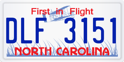 NC license plate DLF3151