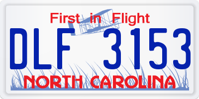 NC license plate DLF3153