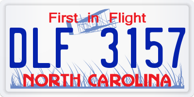 NC license plate DLF3157