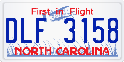 NC license plate DLF3158