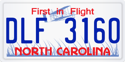 NC license plate DLF3160
