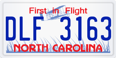 NC license plate DLF3163
