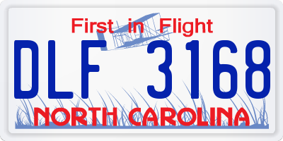 NC license plate DLF3168