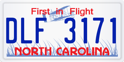 NC license plate DLF3171