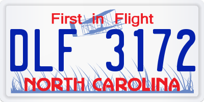 NC license plate DLF3172