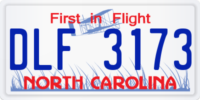 NC license plate DLF3173