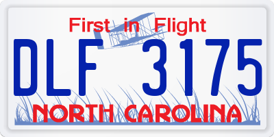 NC license plate DLF3175