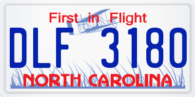NC license plate DLF3180
