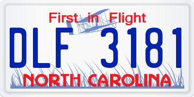 NC license plate DLF3181