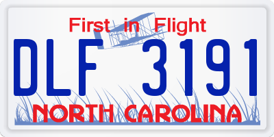 NC license plate DLF3191