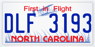 NC license plate DLF3193