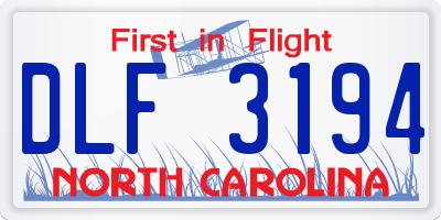 NC license plate DLF3194