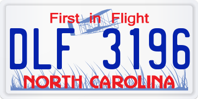 NC license plate DLF3196