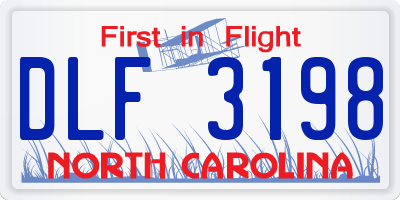 NC license plate DLF3198