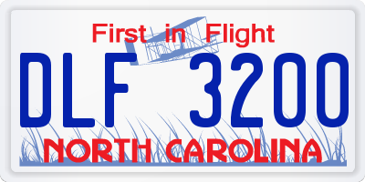 NC license plate DLF3200