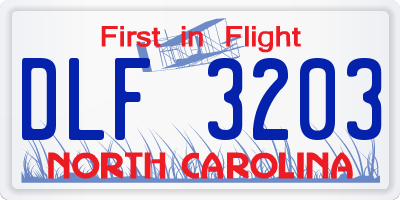 NC license plate DLF3203
