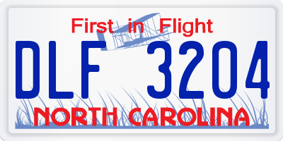 NC license plate DLF3204