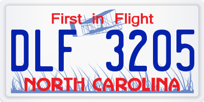 NC license plate DLF3205