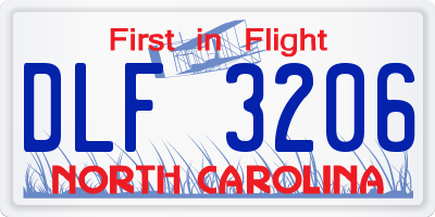 NC license plate DLF3206