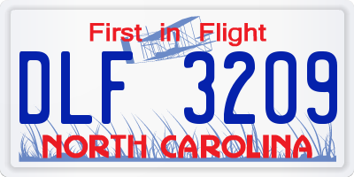 NC license plate DLF3209