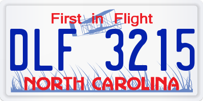 NC license plate DLF3215