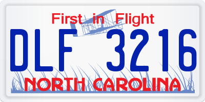 NC license plate DLF3216
