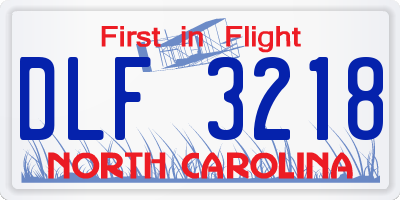 NC license plate DLF3218