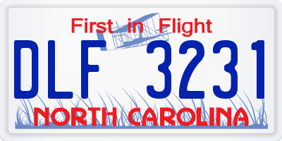 NC license plate DLF3231