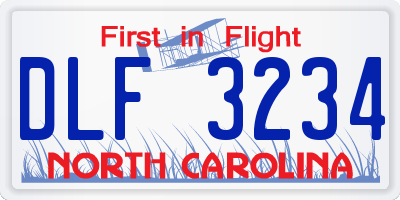 NC license plate DLF3234