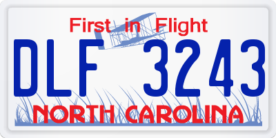 NC license plate DLF3243