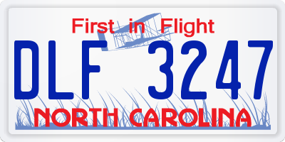 NC license plate DLF3247