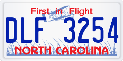 NC license plate DLF3254