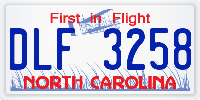 NC license plate DLF3258