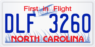 NC license plate DLF3260