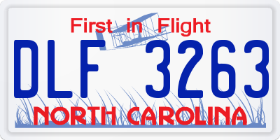 NC license plate DLF3263