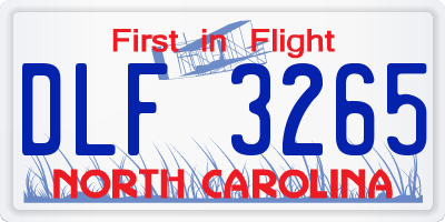 NC license plate DLF3265