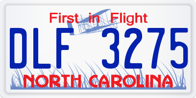NC license plate DLF3275