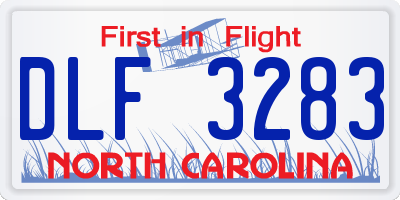 NC license plate DLF3283