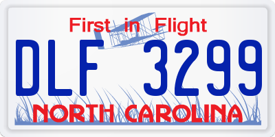 NC license plate DLF3299