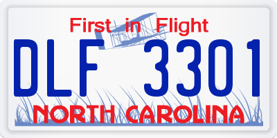 NC license plate DLF3301