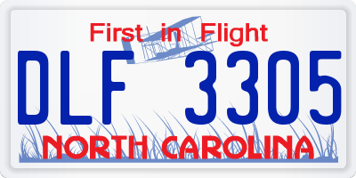 NC license plate DLF3305