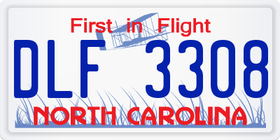 NC license plate DLF3308