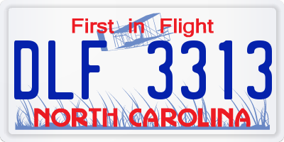 NC license plate DLF3313