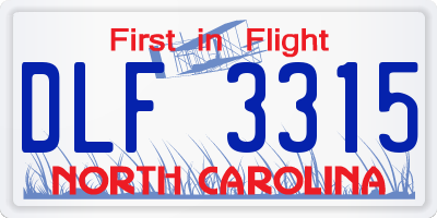 NC license plate DLF3315