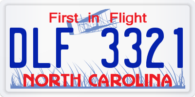 NC license plate DLF3321