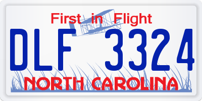 NC license plate DLF3324
