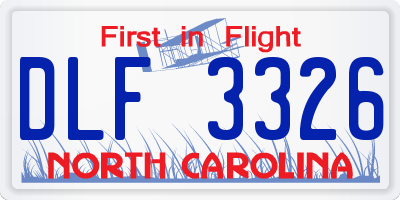 NC license plate DLF3326
